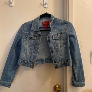 Cropped Denim Jacket, S: L (children), Blue, Women